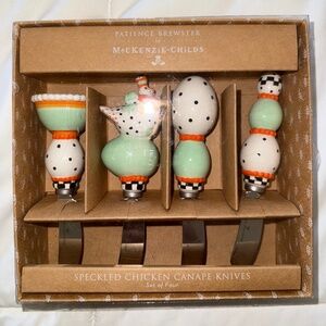 mackenzie-childs speckled chicken canape knives